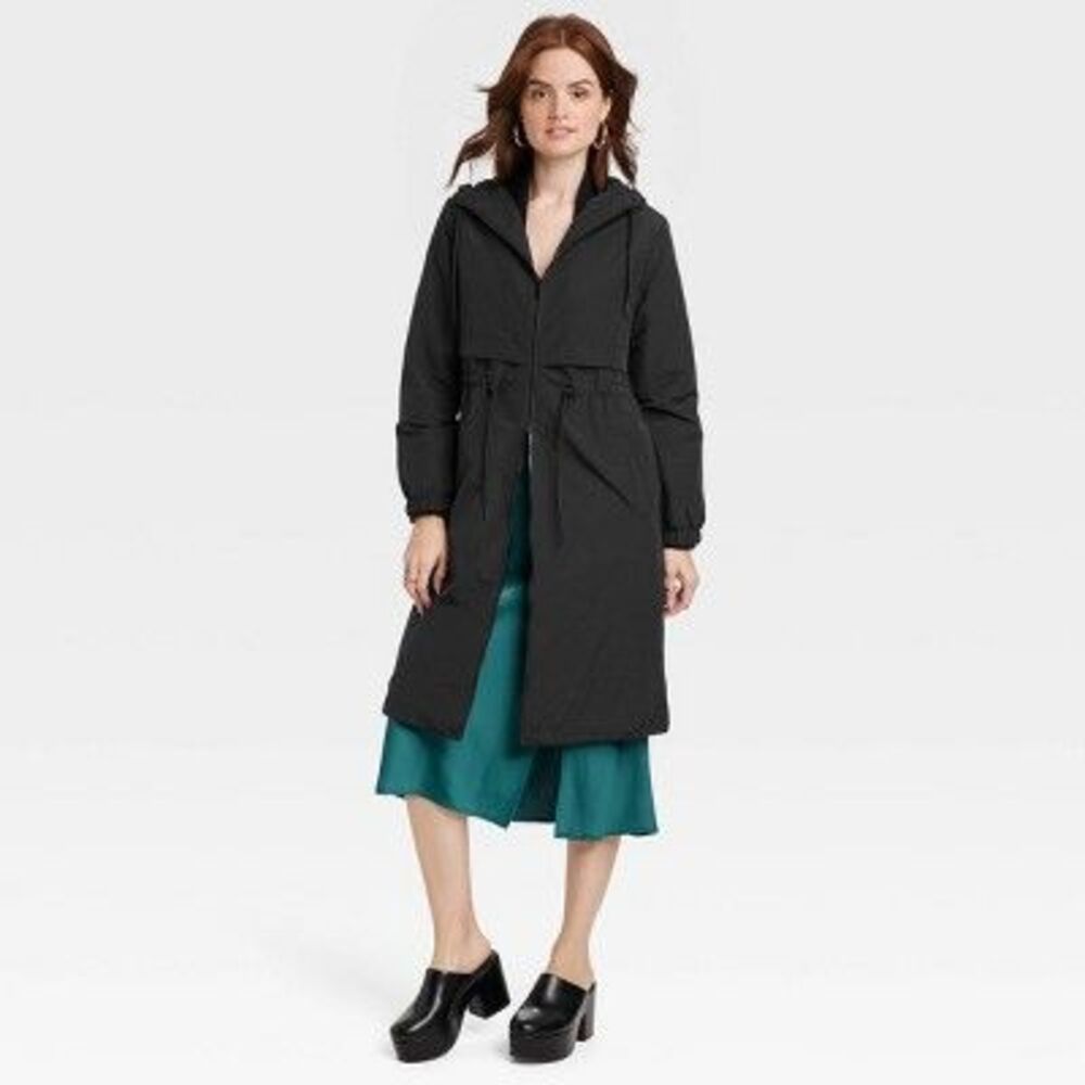NWOT A New Day - A New Day Women's Plus Winter Trench Rain Coat Jac Black